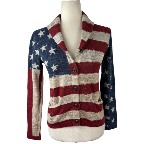 Denim & Supply Ralph Lauren American Flag Sweater Cardigan Size Medium Cotton - Picture 2 of 16
